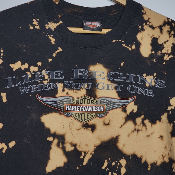 Harley Davidson Bleach Dyed T Shirt - Men's Medium - Myrtle Beach SC - Picture 3 of 10